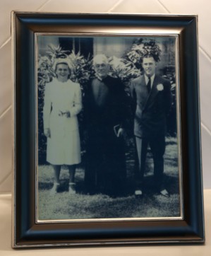 Peggy, George and Father Philip Newman - April 1946